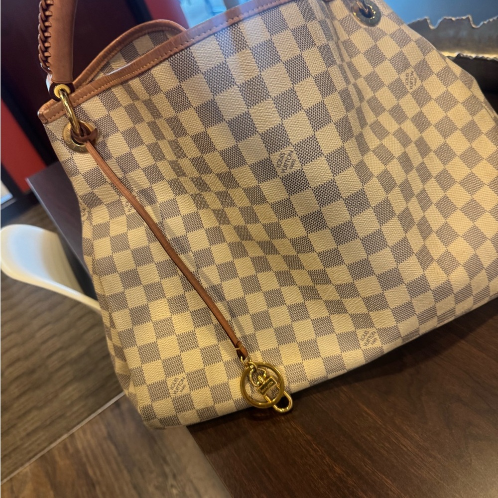 Checkered Beige Designer Tote Bag